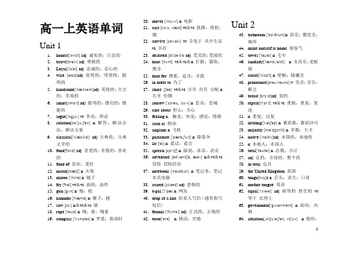 人教版高中英语全册单词