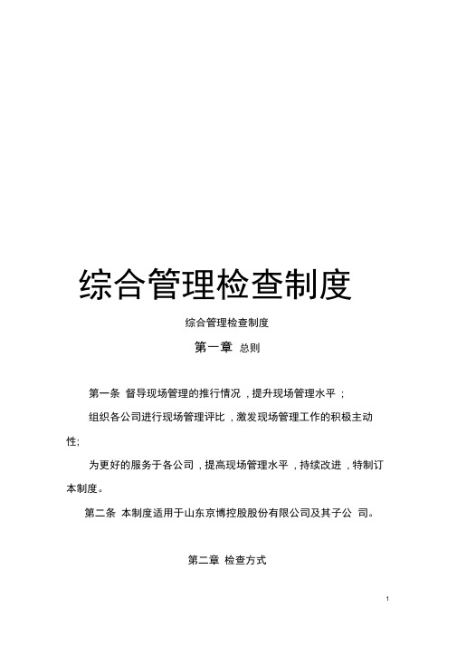 综合管理检查制度模板