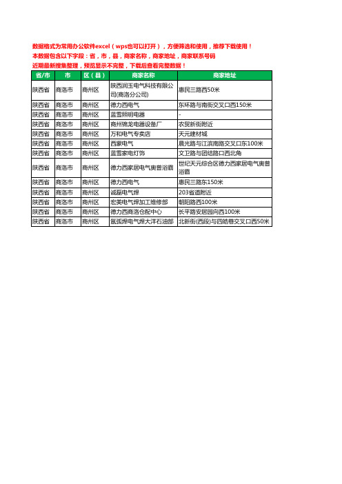 2020新版陕西省商洛市商州区电器有限公司工商企业公司商家名录名单黄页联系电话号码地址大全13家
