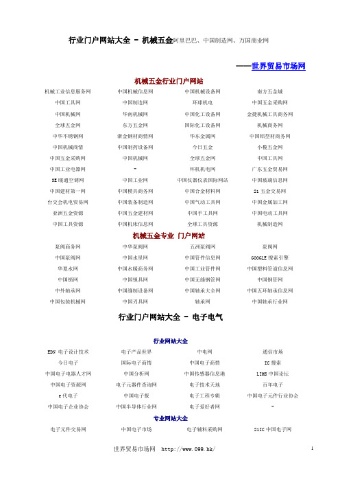 中国电子商务B2B贸易网站大全