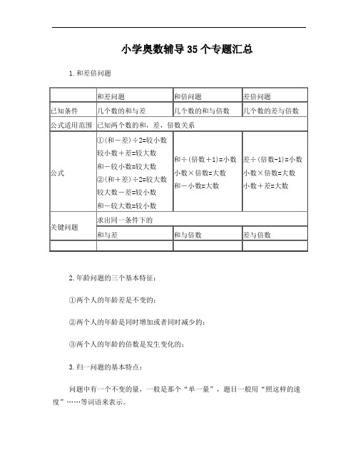 小学数学奥数35个专题分类及解题技巧
