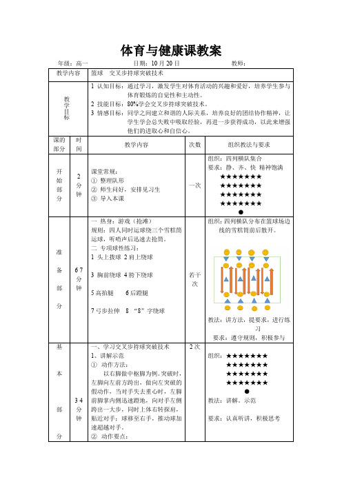 高中体育与健康_篮球交叉步持球突破技术教学设计学情分析教材分析课后反思