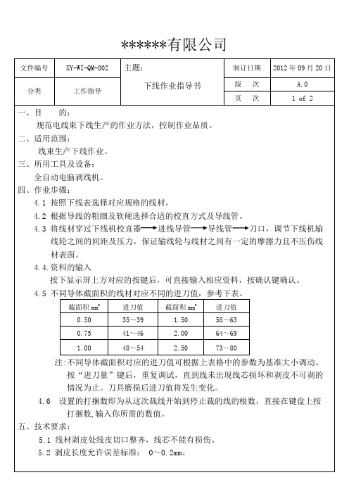 QM002下线作业指导书