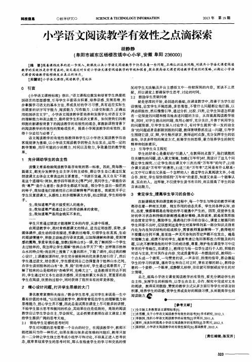 小学语文阅读教学有效性之点滴探索