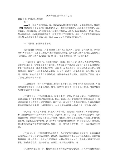 小度写范文2020年部门河长制工作总结模板