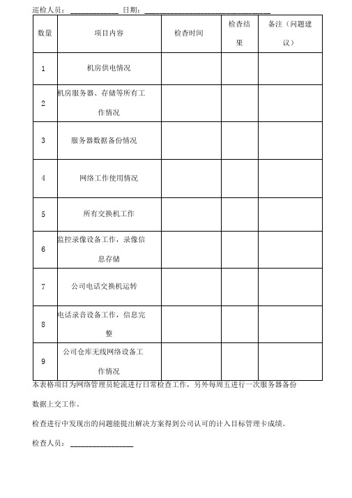 网管日常检查表格