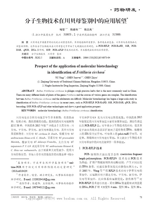 分子生物技术在川贝母鉴别中的应用展望