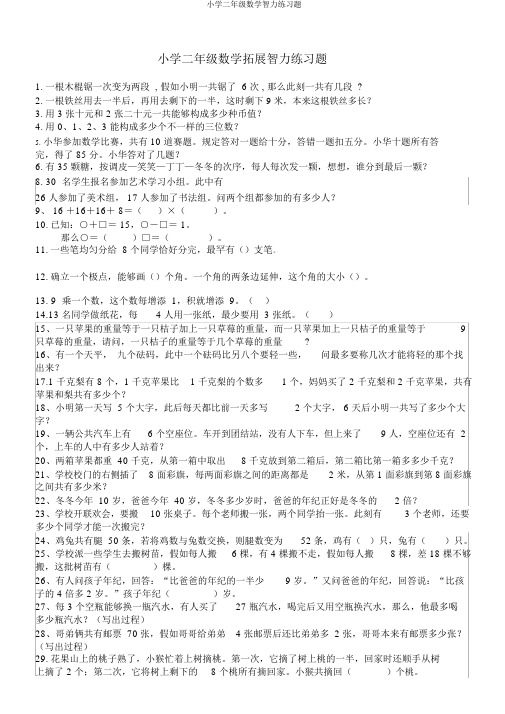 小学二年级数学智力练习题