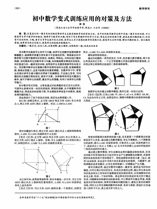 初中数学变式训练应用的对策及方法