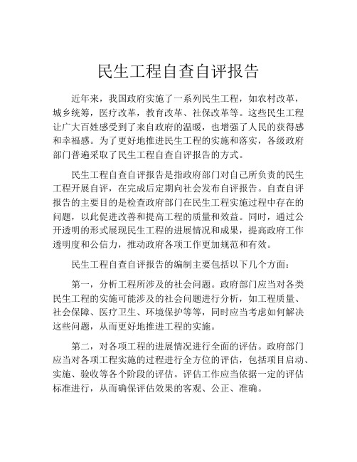 民生工程自查自评报告