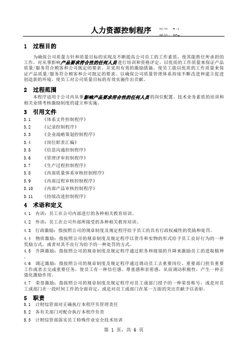 QP0610人力资源控制程序