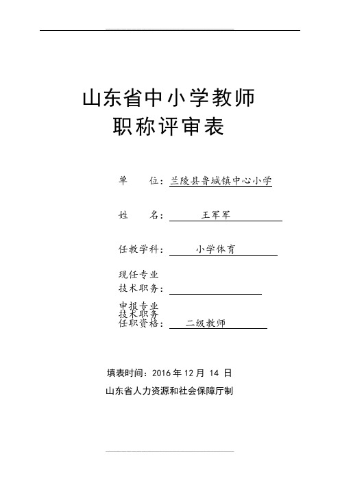 山东省中小学教师职称评审表(样表)