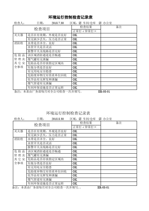 环境运行控制检查记录表