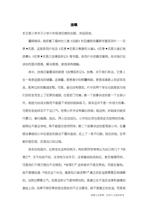 小学六年级读后感：法眼