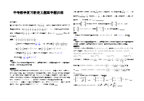 中考数学复习新定义题型专题训练