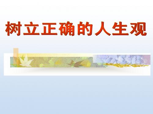 树立正确的人生观
