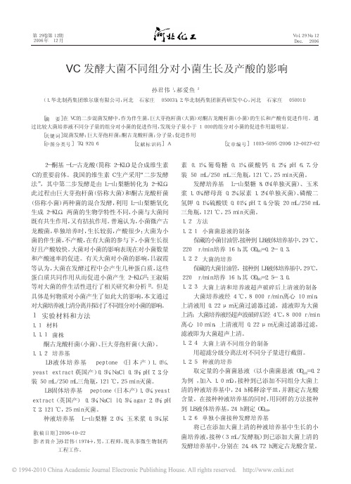 VC发酵大菌不同组分对小菌生长及产酸的影响