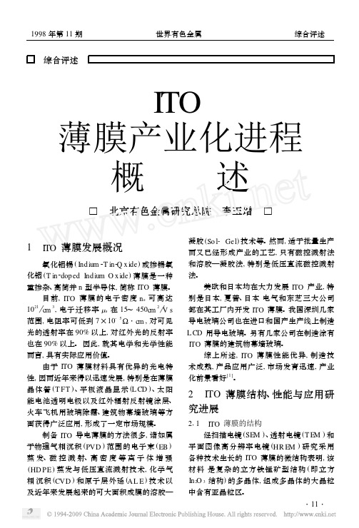 ITO薄膜产业化进程概述