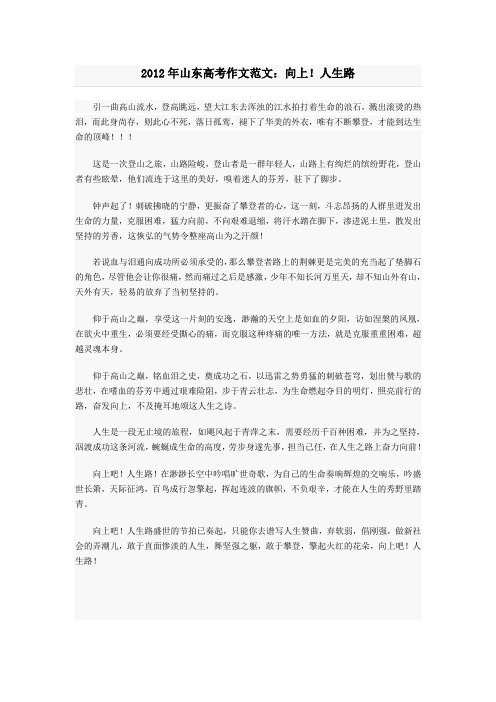山东历年高考满分精品作文