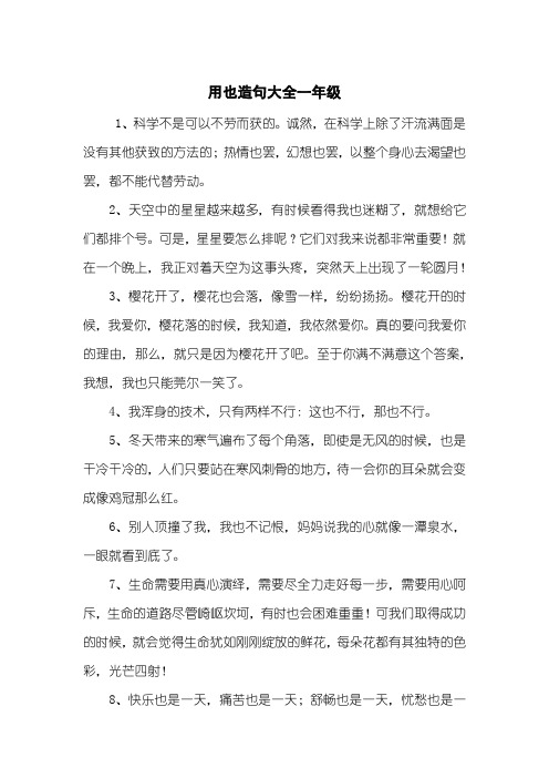 用也造句大全一年级
