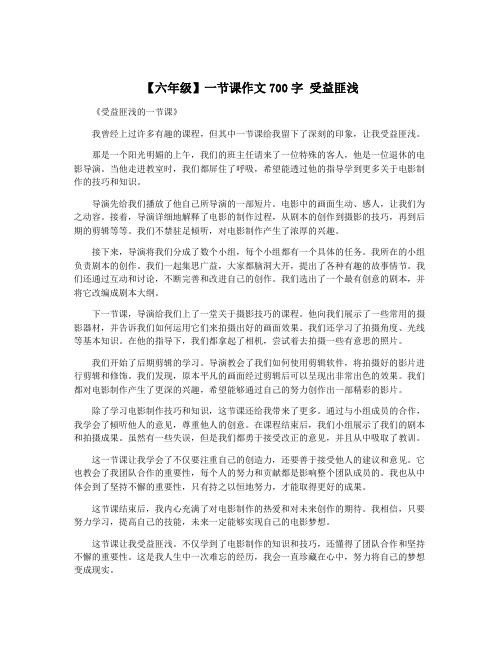 【六年级】一节课作文700字 受益匪浅