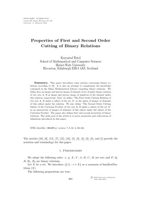Properties of First and Second Order Cutting of Binary Relations