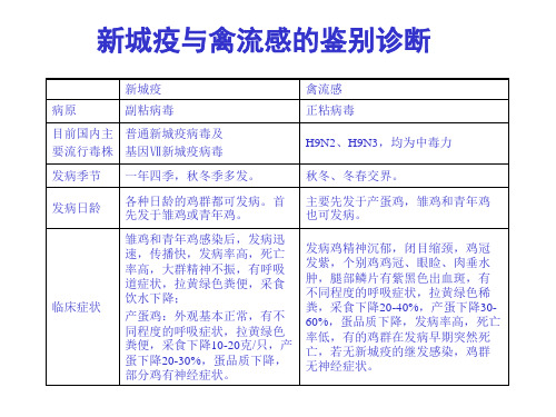 新城疫与禽流感的鉴别