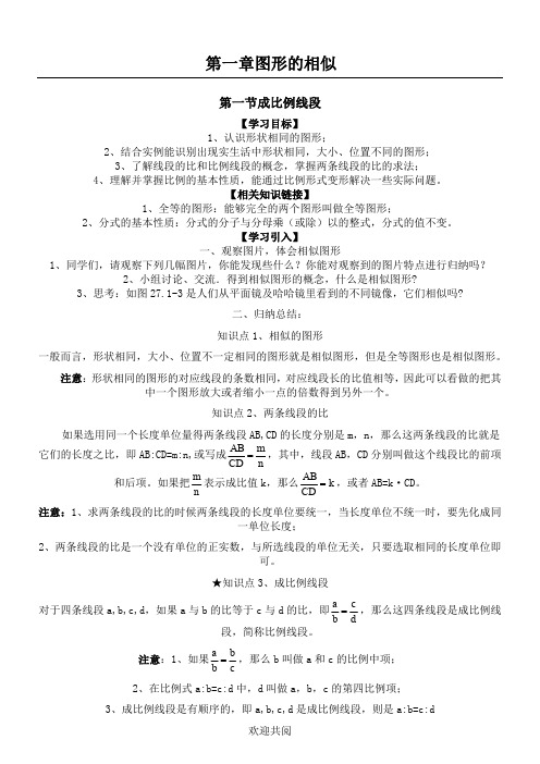 北师版九年级上册图形的相似优秀教案导学案