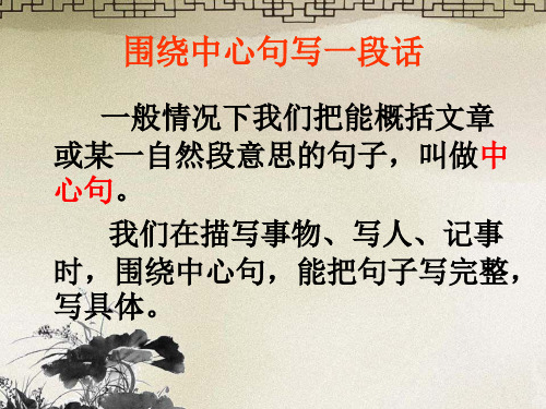 围绕中心句写一段话