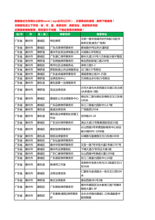 2020新版广东省惠州市律师工商企业公司商家名录名单黄页联系电话号码地址大全248家
