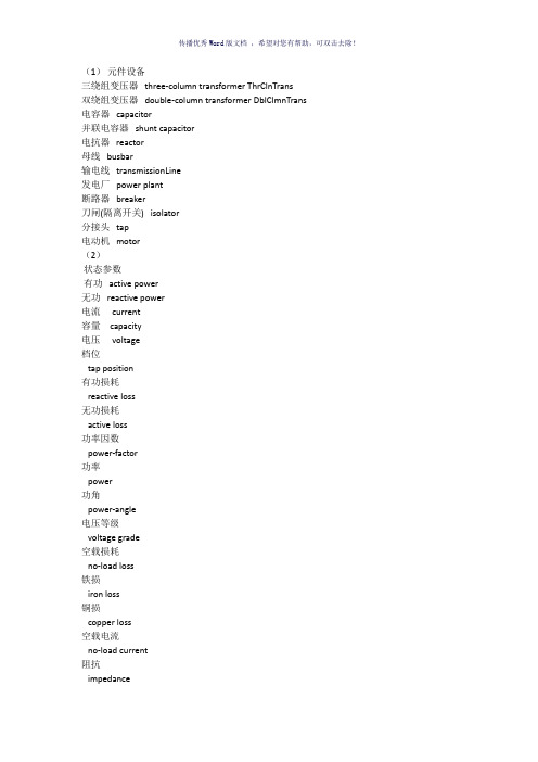 电力行业专用英语Word版
