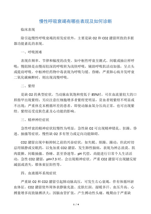 慢性呼吸衰竭有哪些表现及如何诊断