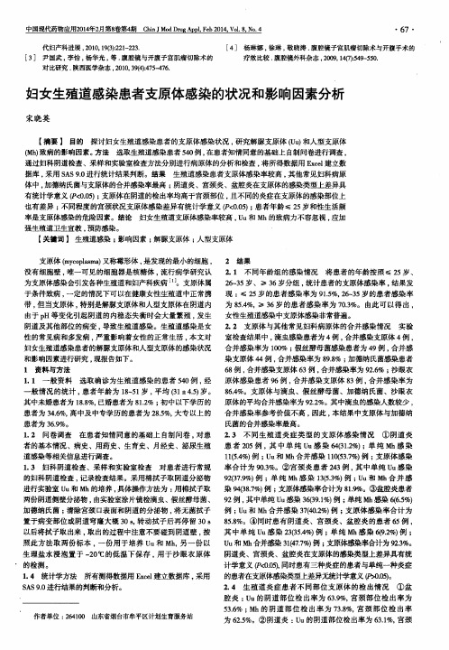 妇女生殖道感染患者支原体感染的状况和影响因素分析