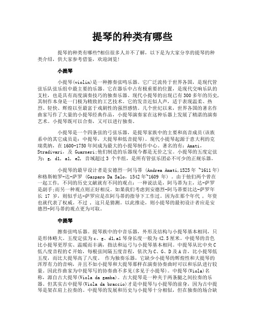 提琴的种类有哪些
