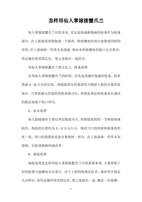 怎样用仙人掌嫁接蟹爪兰