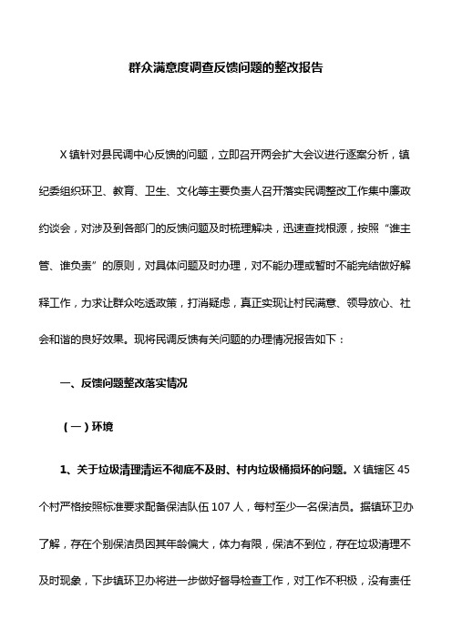 群众满意度调查反馈问题的整改报告
