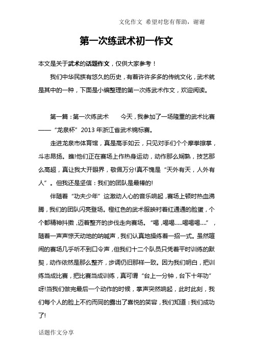 第一次练武术初一作文