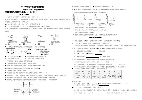 2014年陕西中考化学模拟试题(三)