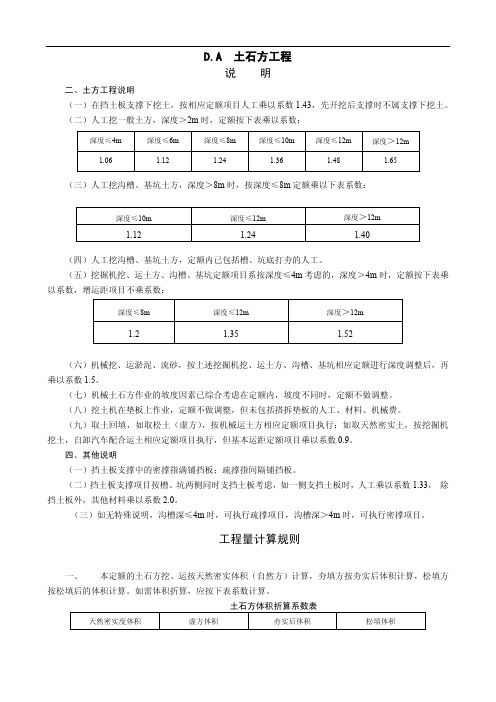 市政定额说明及工程量计算规则