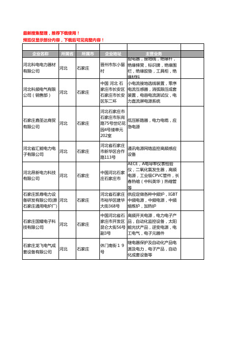 新版河北省石家庄电力电源工商企业公司商家名录名单联系方式大全34家