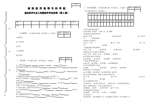 临床医学专业人体解剖学考试试卷4