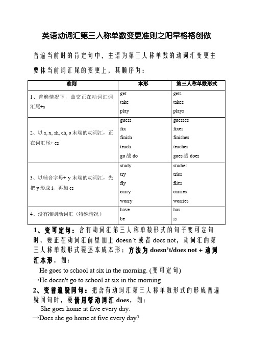 英语动词《第三人称单数形式》的变化规则