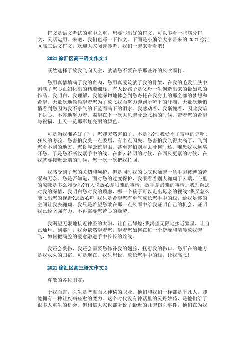 2021徐汇区高三语文作文