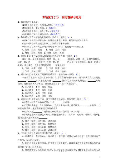 八年级语文下册 专项复习(二)词语理解与运用 (新版)新人教版