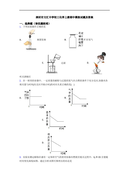 深圳市文汇中学初三化学上册期中模拟试题及答案