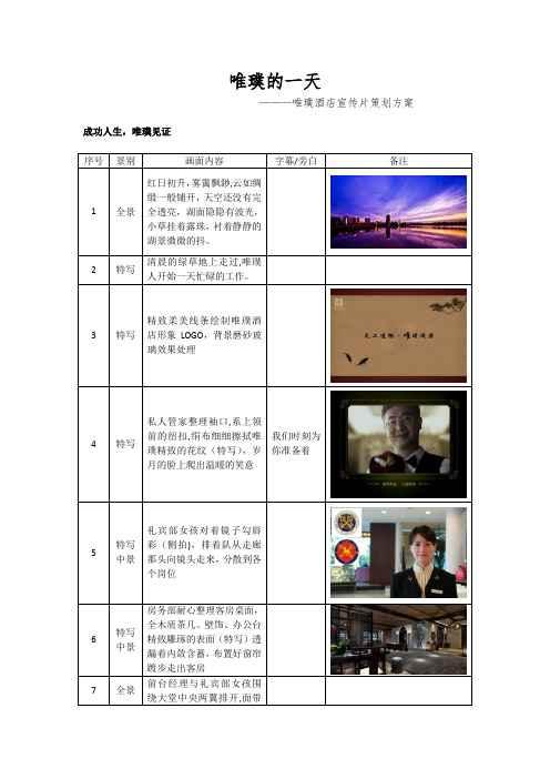 酒店宣传视频拍摄脚本【范本模板】