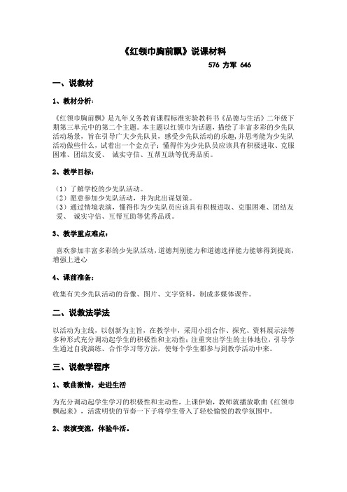 红领巾胸前飘说课材料