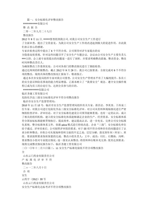 安全标准化评审整改报告