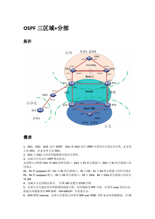 OSPF三区域+分部