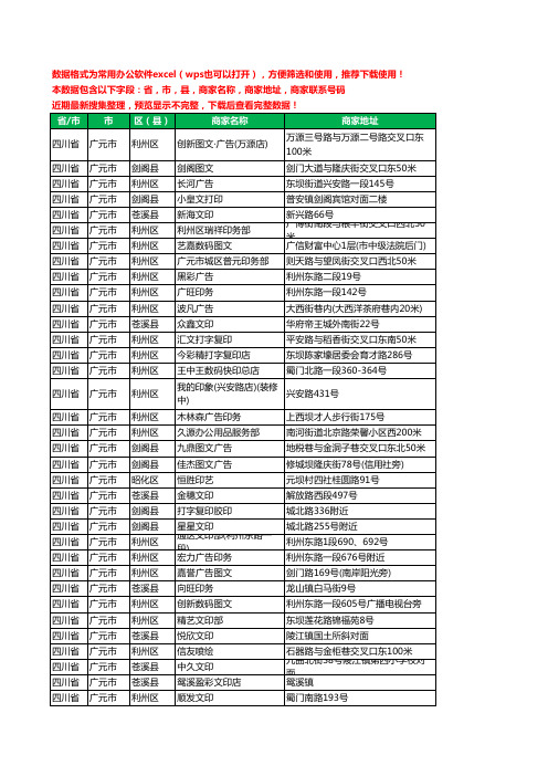 2020新版四川省广元市图文工商企业公司商家名录名单黄页联系电话号码地址大全117家